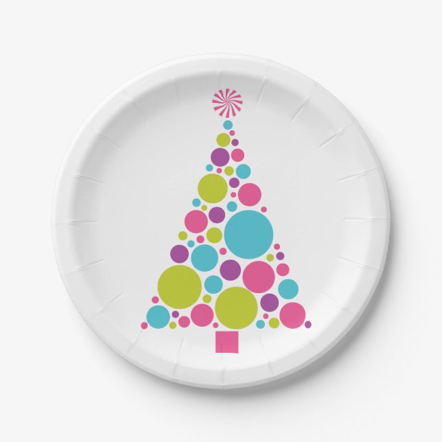 Plato De Papel Placas de árbol de Navidad (Anverso)