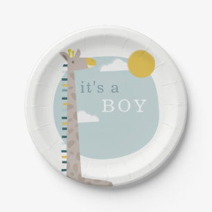 Plato De Papel Placas de Baby Shower de la jirafa - muchacho
