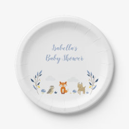 Plato De Papel Placas de Baby Shower de los animales del arbolado