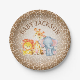 Plato De Papel Placas de Baby Shower del elefante de la selva