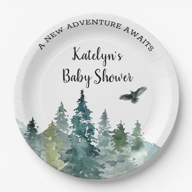 Plato De Papel Placas de Baby Shower Rustic Adventure (Anverso)