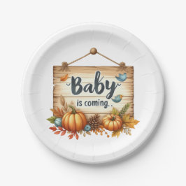 Plato De Papel Placas de Baby Shower rusticas de otoño de papel