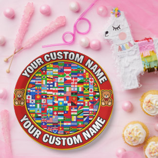 Plato De Papel Placas de banderas, placas personalizadas elegante