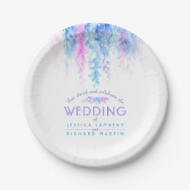 Plato De Papel Placas de boda personalizadas azul acuático