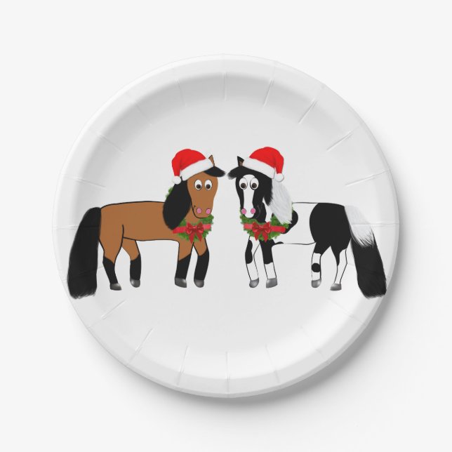 Plato De Papel Placas de caballos navidades (Anverso)
