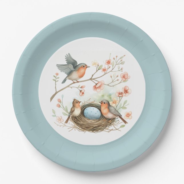 Plato De Papel Placas de celebración de Baby Robin (Anverso)