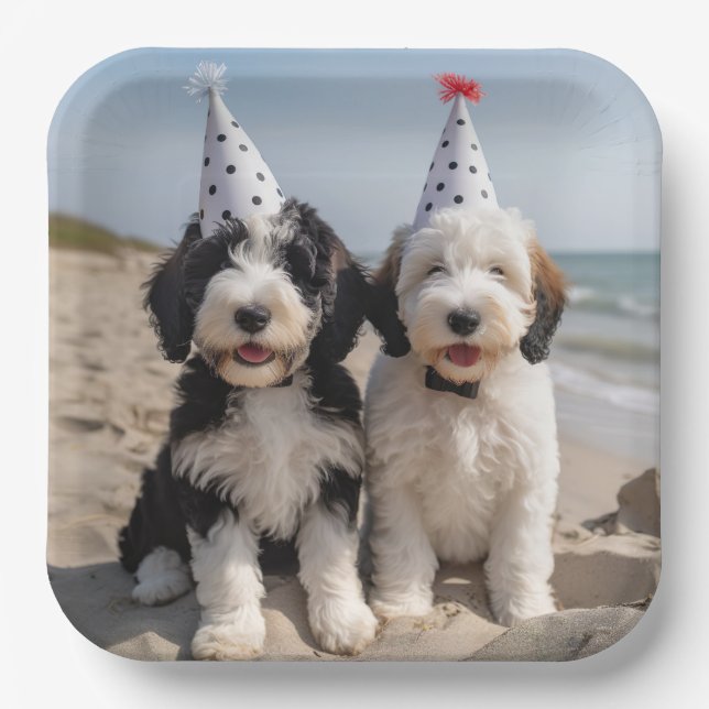 Plato De Papel Placas de celebración de Doodle (Anverso)