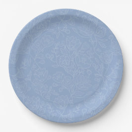 Plato De Papel Placas de cena de papel de ducha azul floral de no
