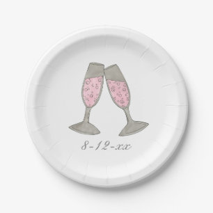Plato De Papel Placas de cita Boda de ducha de novia de champán r