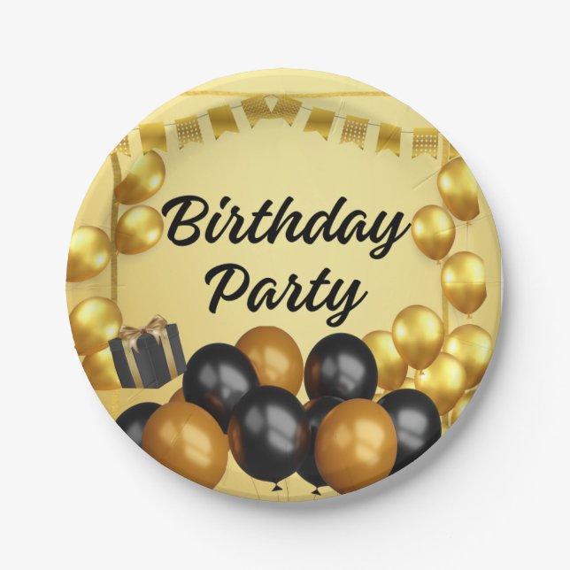 Plato De Papel Placas de cumpleaños (Anverso)