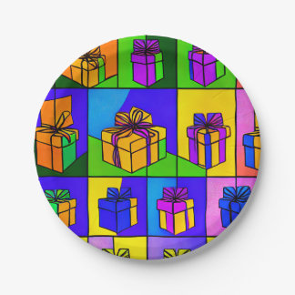 Plato De Papel Placas de cumpleaños con diseño de regalo