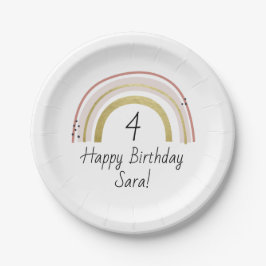 Plato De Papel Placas de cumpleaños de arcoiris personalizadas