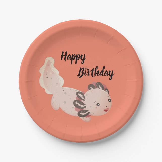 Plato De Papel Placas de cumpleaños de Axolotl (Anverso)