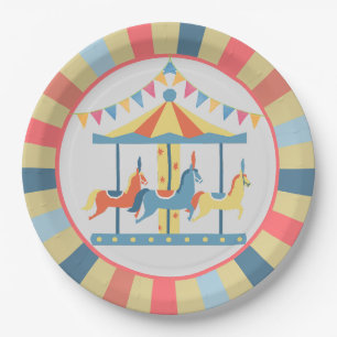 Plato De Papel Placas de cumpleaños de Carousel Circus