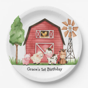 Plato De Papel Placas de cumpleaños de la granja Barnyard