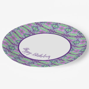 Plato De Papel Placas de cumpleaños de papel morado oscuro y limó