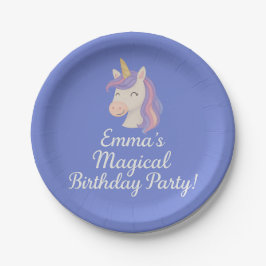 Plato De Papel Placas de cumpleaños de Unicornio mágicas personal