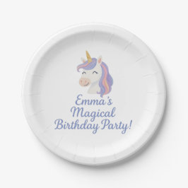 Plato De Papel Placas de cumpleaños de Unicornio para la Fantasía