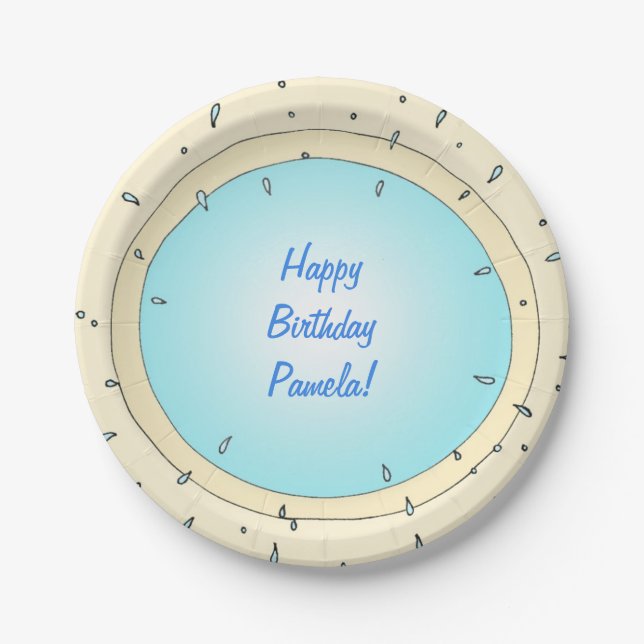 Plato De Papel Placas de cumpleaños personalizadas con salpicón d (Anverso)