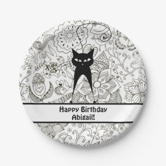 Plato De Papel Placas de cumpleaños personalizadas para gatos en 