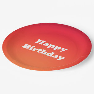 Plato De Papel Placas de cumpleaños rojas naranjas