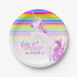 Plato De Papel Placas de ducha de bebé de unicornio y color de ag