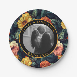 Plato De Papel Placas De Ducha De Novias De Rosa De Moda Para Los