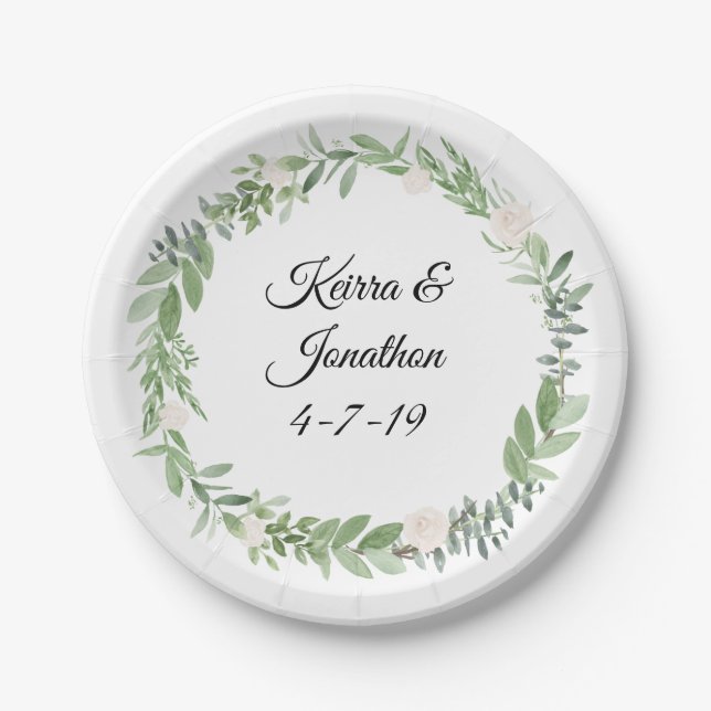 Plato De Papel Placas de ducha Rubor Wedding (Anverso)