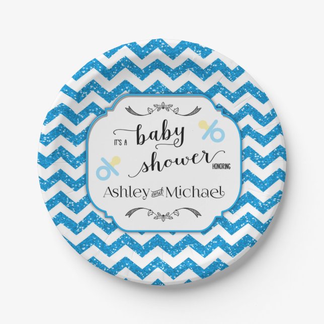 Plato De Papel Placas de encargo de Baby Shower (Anverso)