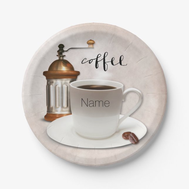 Plato De Papel Placas de encargo del café (Anverso)
