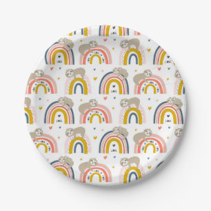 Plato De Papel Placas de espuma y Fiesta de arcoiris