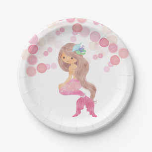 Plato De Papel Placas de Fiesta de acuarela de Sirena