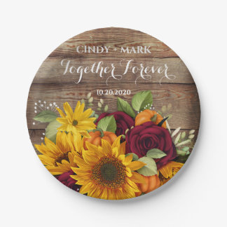 Plato De Papel Placas de fiesta de boda de girasol, calabaza y Ro
