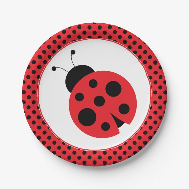 Plato De Papel Placas de Fiesta de bujías de polkadot rojas y neg (Anverso)