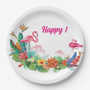 Plato De Papel Placas de fiesta de cumpleaños de Flamingo