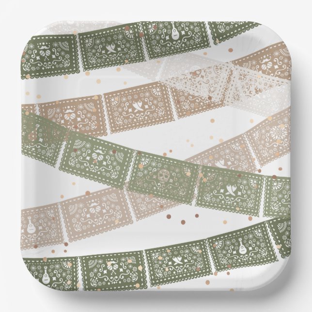 Plato De Papel Placas de fiesta de cumpleaños Green Fiesta (Anverso)