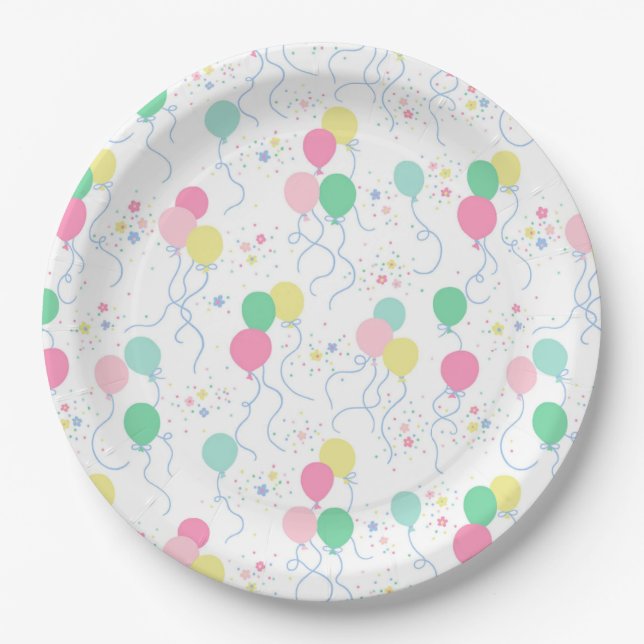Plato De Papel Placas de fiesta de cumpleaños para globos - y muc (Anverso)