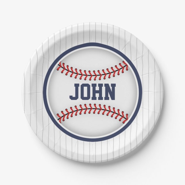 Plato De Papel Placas de fiesta de cumpleaños para niños de béisb (Anverso)