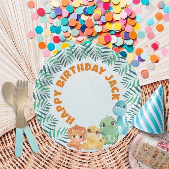 Plato De Papel Placas de Fiesta de dinosaurios para bebés (Subido por el creador)