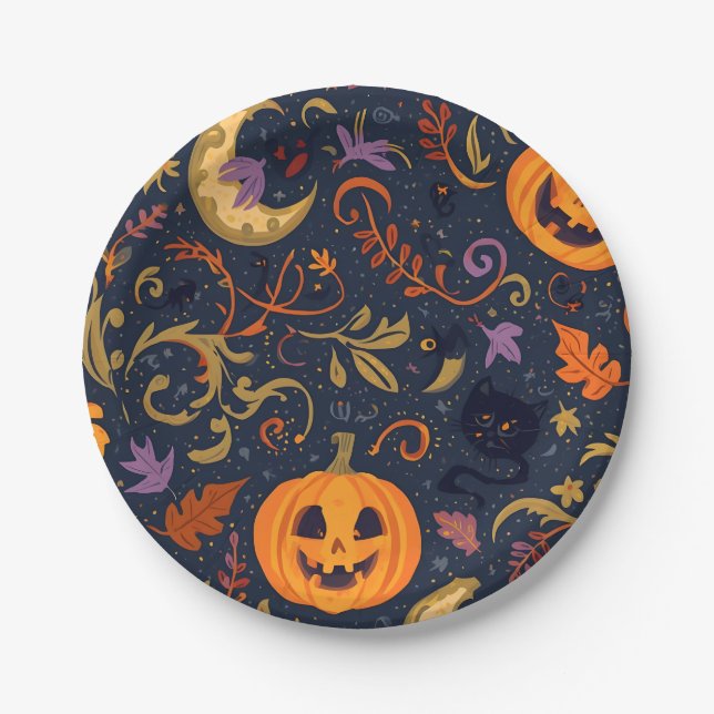 Plato De Papel Placas de fiesta de Halloween (Anverso)