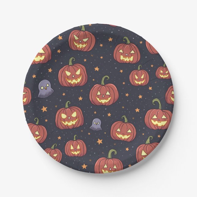 Plato De Papel Placas de fiesta de Halloween (Anverso)