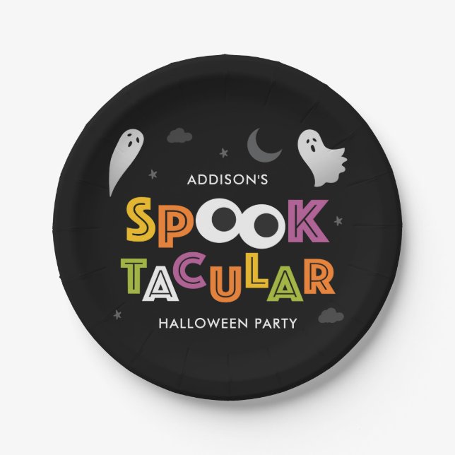 Plato De Papel Placas de fiesta de Halloween en Spooktacular (Anverso)