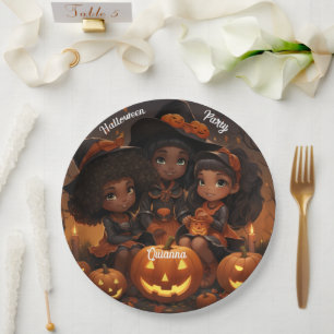 Plato De Papel Placas de fiesta de Halloween para niños negros
