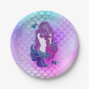Plato De Papel Placas de Fiesta de papel de sirena