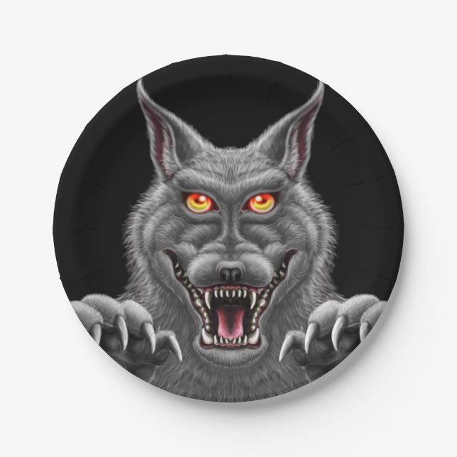 Plato De Papel Placas de Fiesta de papel de Werewolf Fierce (Anverso)