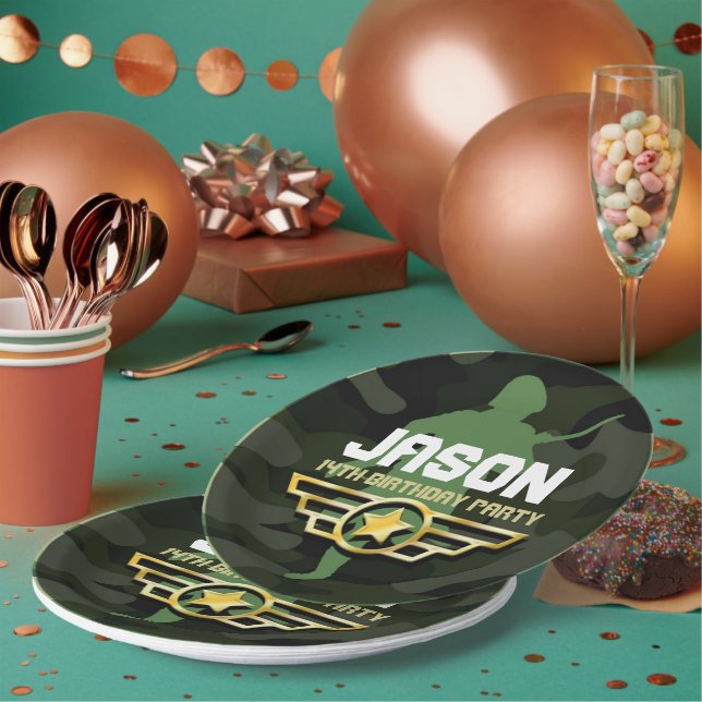 Plato De Papel Placas de fiesta de papel Fiesta de estilo militar (Multi)