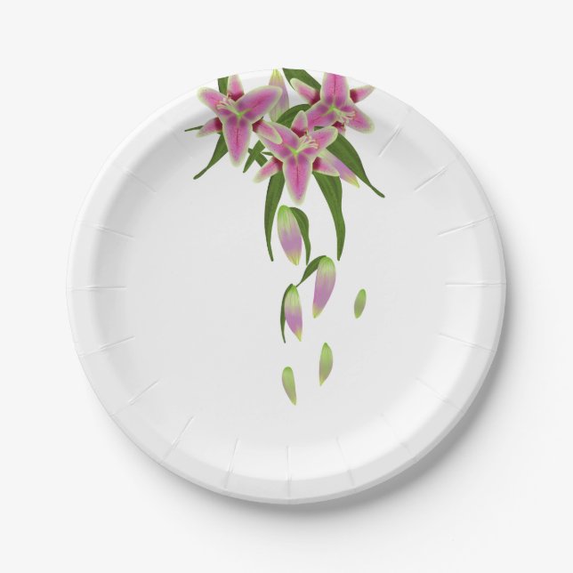 Plato De Papel Placas de Fiesta de papel Stargazer Lily (Anverso)