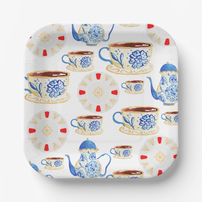 Plato De Papel Placas de fiesta diseñadas para Fiesta de té (Anverso)