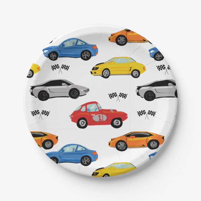 Plato De Papel Placas de fiesta para el tema de los coches (Anverso)