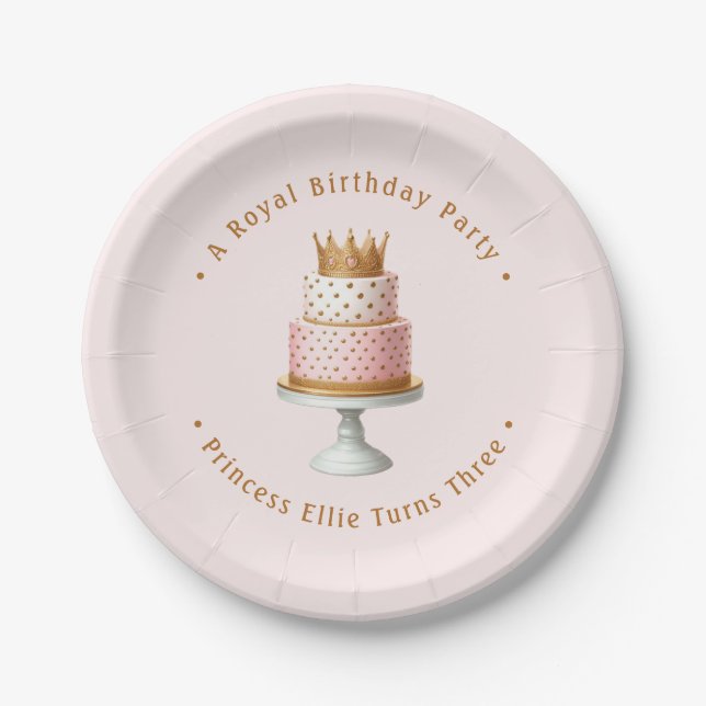Plato De Papel Placas de Fiesta rosado Princesa (Anverso)